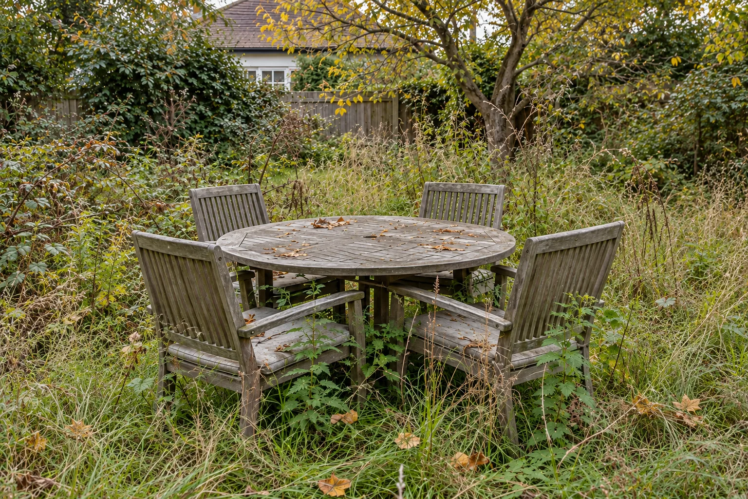 Verwilderter Garten vor der Pflege durch den Hausmeisterservice