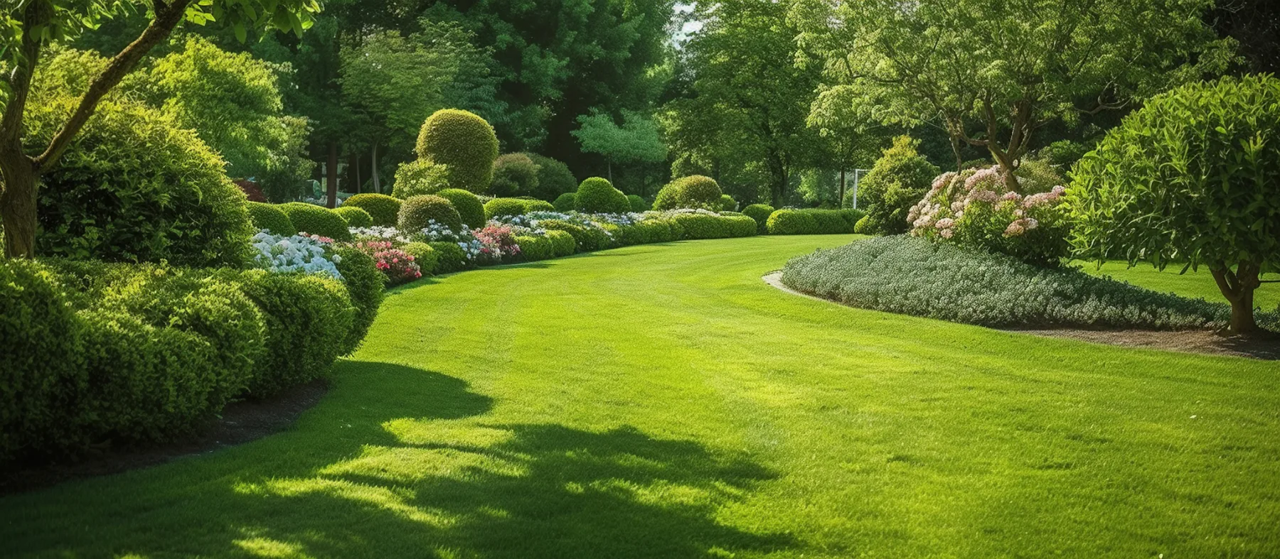 Gepflegter Garten mit Rasen und Formhecken, betreut von Giglioli Dienstleistungen aus Putzbrunn