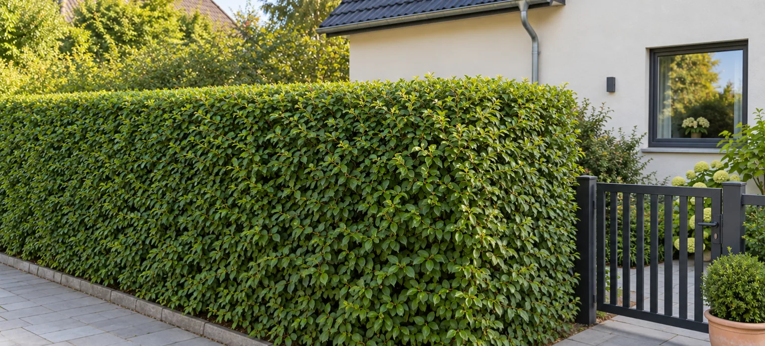 Frisch geschnittene Hecke nach dem Heckenschnitt
