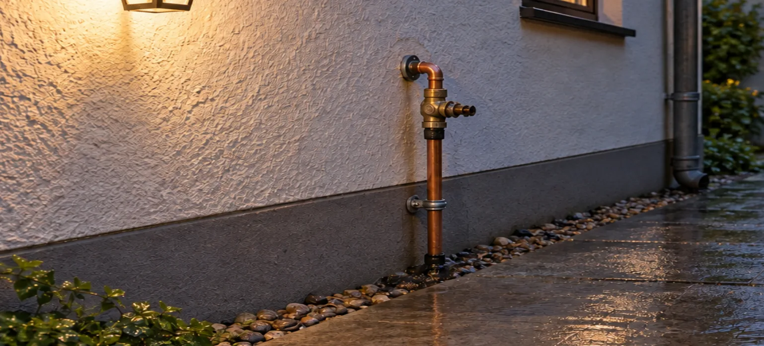 Reparierter Außenwasserhahn nach dem Notdiensteinsatz